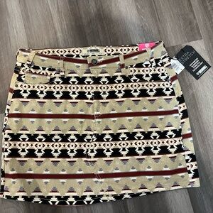Rock and roll denim brand Aztec print mini skirt